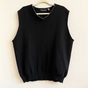 Greg Norman Mens V Neck Sweater Vest Black Large‎ Acrylic Wool Golf Casual